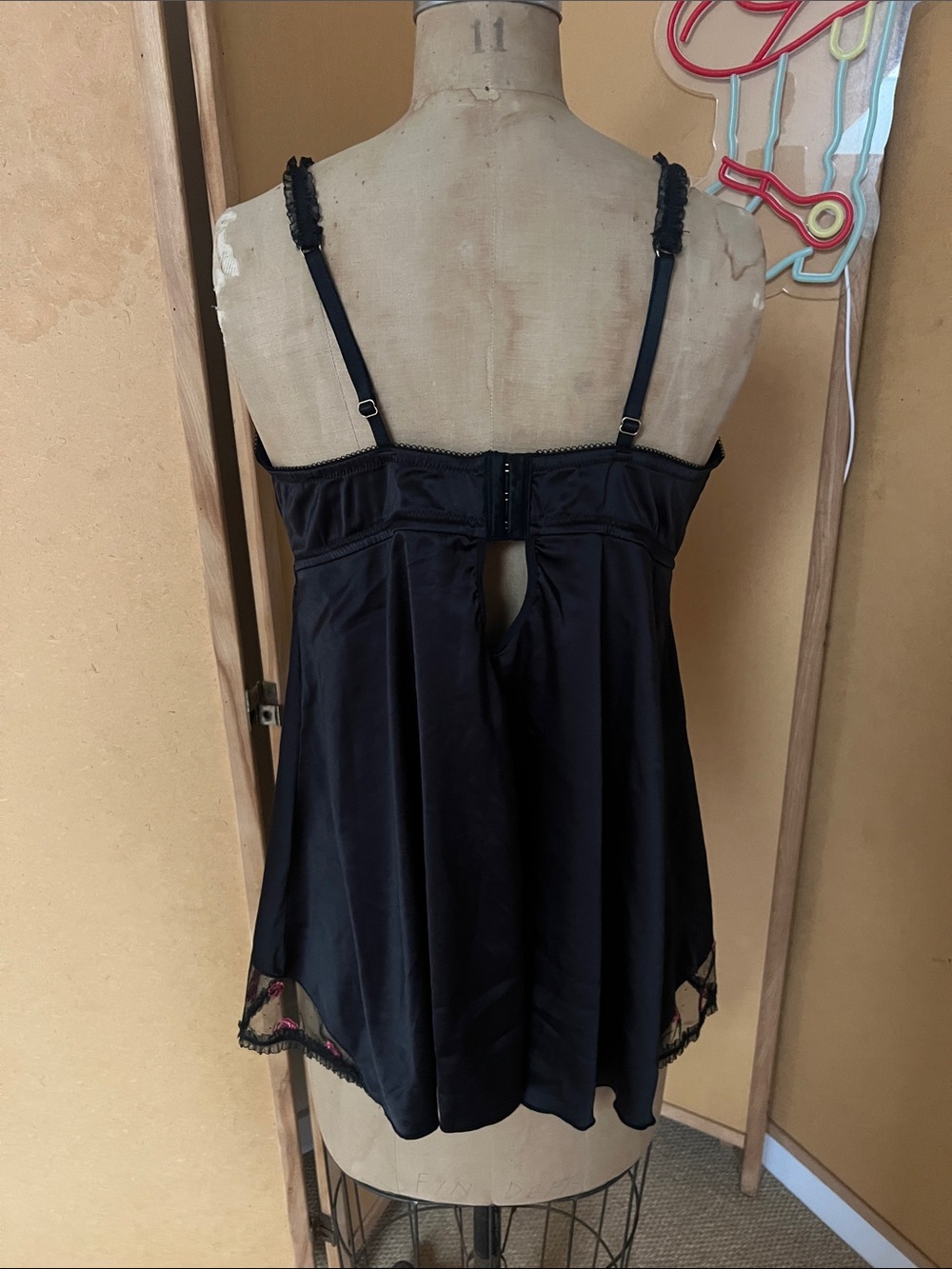 City Chic Black Chemise with Pink Rose Accents - Picture 4 of 5